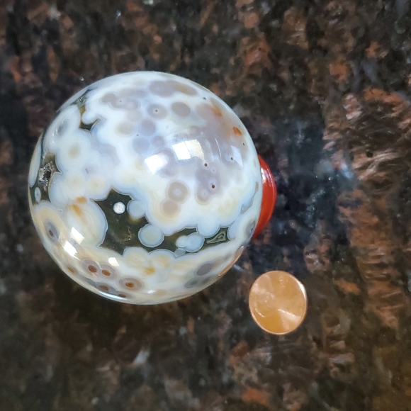 SUPER RARE OLD STOCK MAROVATO OCEAN JASPER SPHERE! - Picture 4 of 5